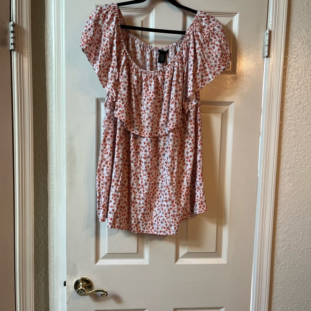 Floral Off-Shoulder Ruffle Women’s Top - Pink